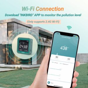 INKBIRD WiFi Indoor Air Quality Monitor, CO2 Detector, Accurate NDIR Sensor, Temperature and Relative Humidity, Indoor CO2 Meter with Data Logger, for Cars, Wine Cellars, Grow Tents, Homes (INK-CO2W).