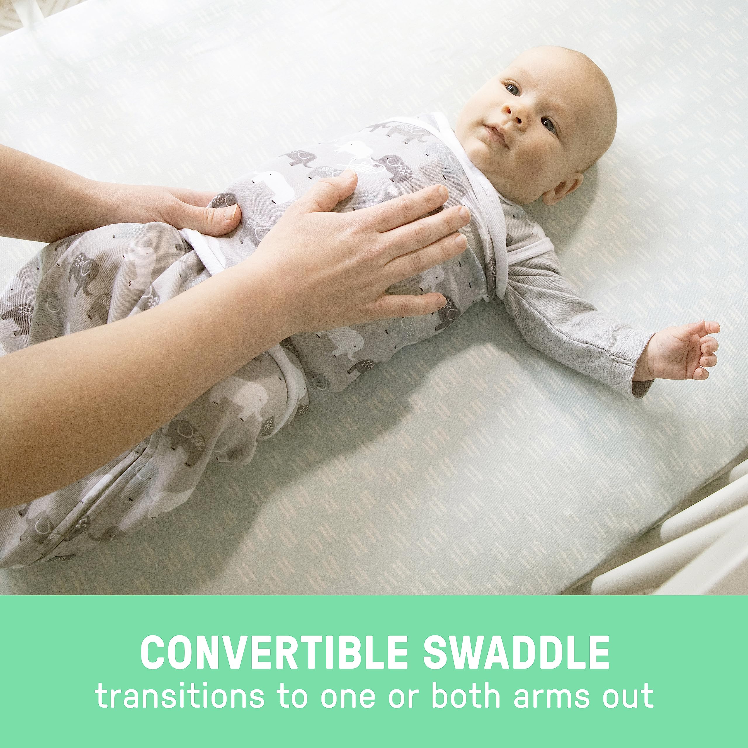 SwaddleMe by Ingenuity Arms Free Convertible Swaddle, Size Large, For Ages 3-6 Months, 14-18 Pounds, Up to 30 Inches Long, 1-Pack Baby Swaddle Wrap