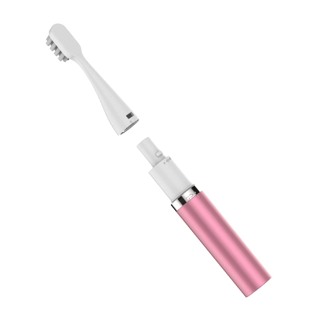 HANMEI Electric Toothbrush Battery Operated Portable Oral Care Light Weight Design Travel Toothbrush with Waterproof Soft Nylon Bristles (Pink)