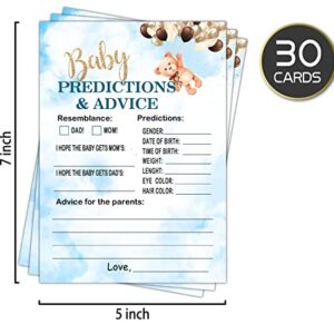 Baby Predictions & Advice Baby Shower, Little Bear Neutral Newborn Guessing Game , New Parent Message Advice Book Mommy Daddy to Be Keepsake Party Favor Supplies Decoration -30 Game Cards(bb012-yx17)