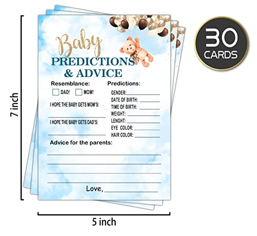 Baby Predictions & Advice Baby Shower, Little Bear Neutral Newborn Guessing Game , New Parent Message Advice Book Mommy Daddy to Be Keepsake Party Favor Supplies Decoration -30 Game Cards(bb012-yx17)