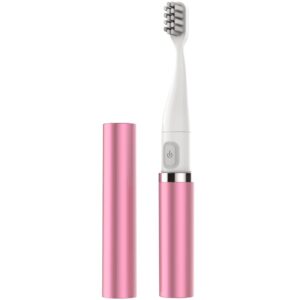 hanmei electric toothbrush battery operated portable oral care light weight design travel toothbrush with waterproof soft nylon bristles (pink)