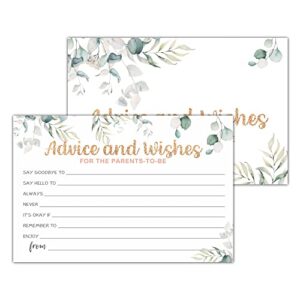 greenery advice and wishes cards for the parents-to-be, baby advice cards for new parents, baby shower party game,decorations party supply，25 cards(bb005-jyk 005)