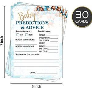 Baby Predictions & Advice Baby Shower, Teddy Bear Neutral Newborn Guessing Game, New Parent Message Advice Book Mommy Daddy to Be Keepsake Party Favor Supplies Decoration -30 Game Cards(bb009-yx17)