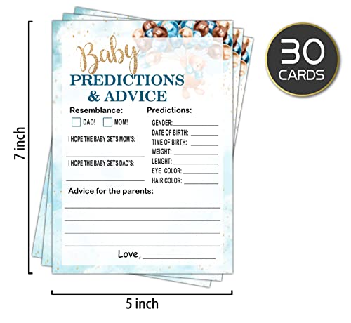 Baby Predictions & Advice Baby Shower, Teddy Bear Neutral Newborn Guessing Game, New Parent Message Advice Book Mommy Daddy to Be Keepsake Party Favor Supplies Decoration -30 Game Cards(bb009-yx17)