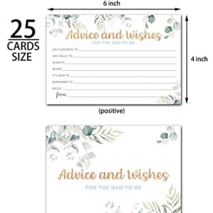 Greenery Advice And Wishes Cards For The Dad-To-Be, Baby Advice Cards For New Dad, Baby Shower Party Game,Decorations Party Supply，25 Cards(bb005-JYK 004)