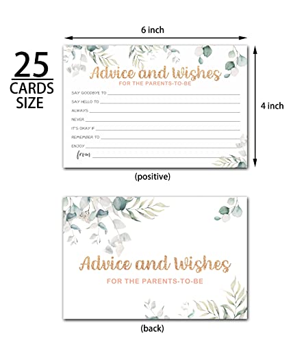 Greenery Advice And Wishes Cards For The Parents-To-Be, Baby Advice Cards For New Parents, Baby Shower Party Game,Decorations Party Supply，25 Cards(bb005-JYK 005)