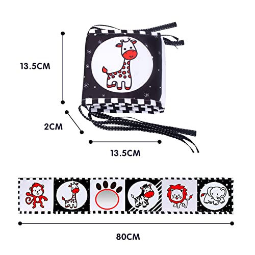 Jenilily High Contrast Baby Newborn Toys Black and White Soft Cloth Book Infant Mirror Tummy Time Baby Book Crib Toys for 0-3-6 Months Boys Girls