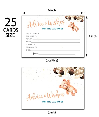 Little Bear Advice And Wishes Cards For The Dad-To-Be, Baby Advice Cards For New Dad, Baby Shower Party Game,Decorations Party Supply，25 Cards(bb012-JYK 004)