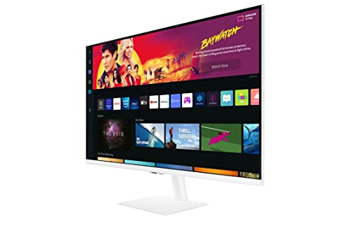 SAMSUNG 32" M70B Series 4K UHD USB-C Smart Monitor & Streaming TV, 4ms, 60Hz, HDR10, Wireless Display, Slimfit Camera, Gaming and IoT Hubs, Alexa Built in, 2022, LS32BM703UNXZA, White