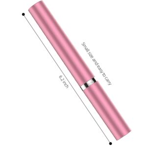 HANMEI Electric Toothbrush Battery Operated Portable Oral Care Light Weight Design Travel Toothbrush with Waterproof Soft Nylon Bristles (Pink)