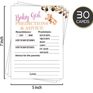 Baby Girl Predictions & Advice Baby Shower, Little Bear Predict Newborn Kids Game, New Parent Message Advice Book Mommy Daddy to Be Keepsake Party Favor Supplies Decoration -30 Game Cards(bb012-yx15)