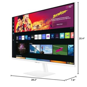 SAMSUNG 32" M70B Series 4K UHD USB-C Smart Monitor & Streaming TV, 4ms, 60Hz, HDR10, Wireless Display, Slimfit Camera, Gaming and IoT Hubs, Alexa Built in, 2022, LS32BM703UNXZA, White