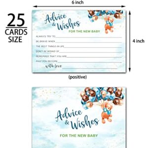 Teddy Bear Advice And Wishes Cards For The New Baby, Baby Advice Cards Perfect Addition to Your Baby Shower Party Game,Decorations Party Supply，25 Cards(bb009-JYK 003)