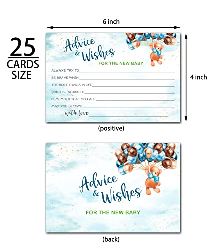 Teddy Bear Advice And Wishes Cards For The New Baby, Baby Advice Cards Perfect Addition to Your Baby Shower Party Game,Decorations Party Supply，25 Cards(bb009-JYK 003)