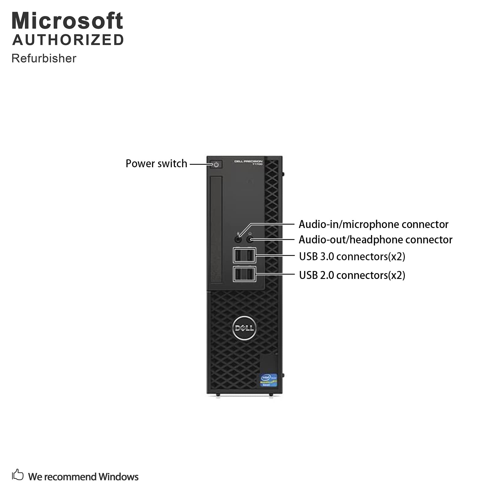 Dell Precision T1700 SFF Desktop Computer PC, Intel Quad Core i7-4790 up to 4.0GHz, 16G DDR3, 256G SSD, DVD, WiFi, BT, 4K Support, DP, VGA, Windows 10 Pro 64 Bit English/Spanish/French (Renewed)