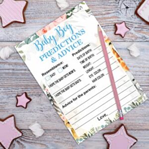 Baby Predictions & Advice Baby Shower, Little Bear Neutral Newborn Guessing Game , New Parent Message Advice Book Mommy Daddy to Be Keepsake Party Favor Supplies Decoration -30 Game Cards(bb012-yx17)