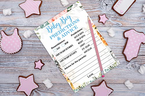 Baby Predictions & Advice Baby Shower, Little Bear Neutral Newborn Guessing Game , New Parent Message Advice Book Mommy Daddy to Be Keepsake Party Favor Supplies Decoration -30 Game Cards(bb012-yx17)