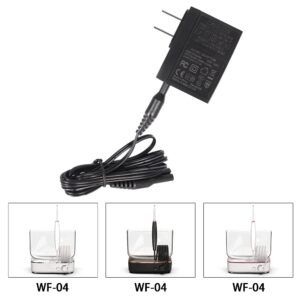 Aquaflosser Power Cord Adapter Charger Compatible with Waterpik Waterpic Water Pic Water flosser Waterflosser Sidekick WF04 WF-04 Power Cord Adapter charger Replacement (WF04 Black Charger)