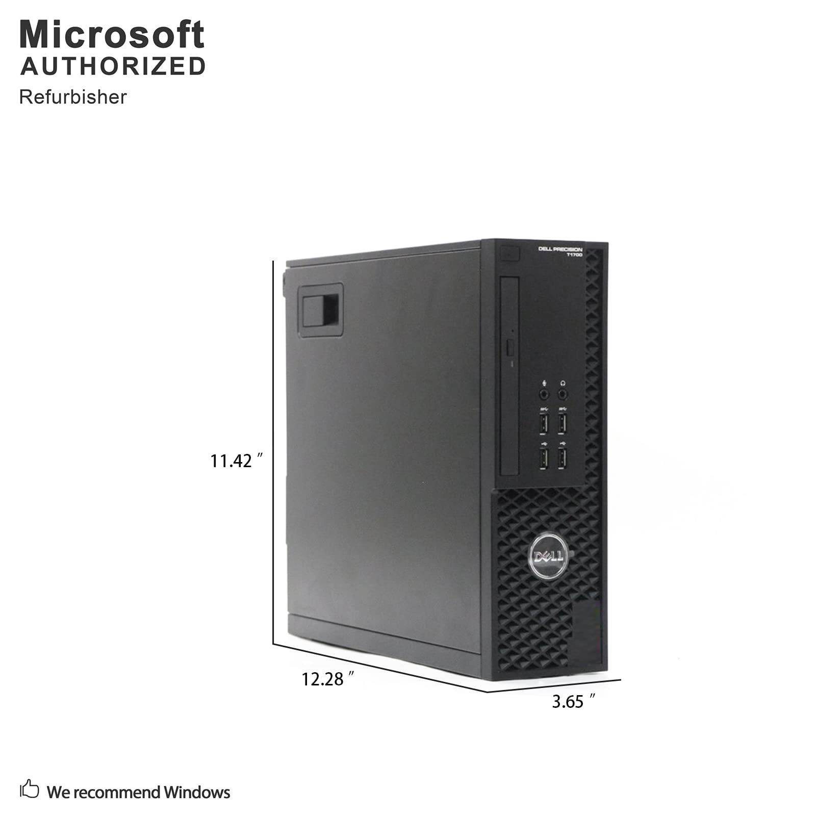 Dell Precision T1700 SFF Desktop Computer PC, Intel Quad Core i7-4790 up to 4.0GHz, 16G DDR3, 256G SSD, DVD, WiFi, BT, 4K Support, DP, VGA, Windows 10 Pro 64 Bit English/Spanish/French (Renewed)