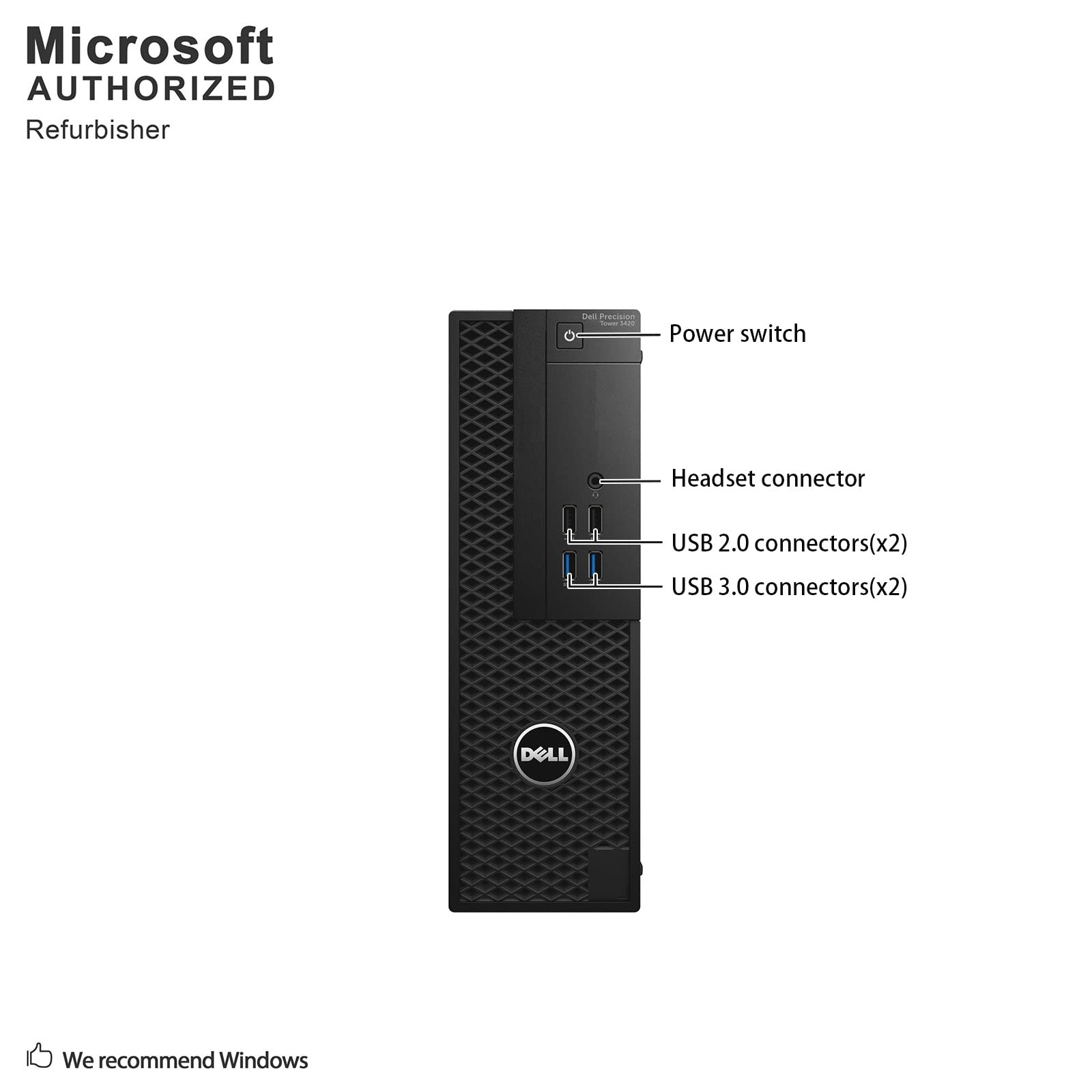 Dell Precision 3420 SFF High Performance Desktop Computer, Intel Quad Core i7-6700 up to 4.0GHz, 16G DDR4, 512G SSD, WiFi, BT, 4K Support, DP, HDMI, Win 10 Pro 64 English/Spanish/French (Renewed)