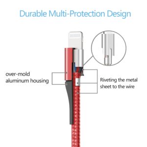 Amaitree Lightning Cable 6Ft, [Apple MFi Certified] 3A Fast Charging Nylon Braided iPhone Lightning Cable for iPhone 14 Pro Max/14/13/12/11/XS/XR/8/7/6 - Red