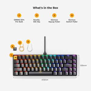 Glorious Gaming GMMK 2 - TKL Mechanical Keyboard - Custom 65% Keyboard - Compact -Hotswap w/Cherry Mx Style Switches - Incl. Double Shot Keycaps & Linear Switches - PC Gaming Setup Accessories