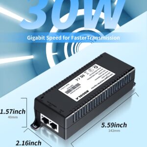 SODOLA POE Injector,30W Gigabit Power Over Ethernet PoE+ Injector Adapter | Convert Non-PoE to PoE Adapter |10/100/1000Mbps RJ-45 | 802.3 af/at | Plug & Play | up to 100 Meters (325 Feet)