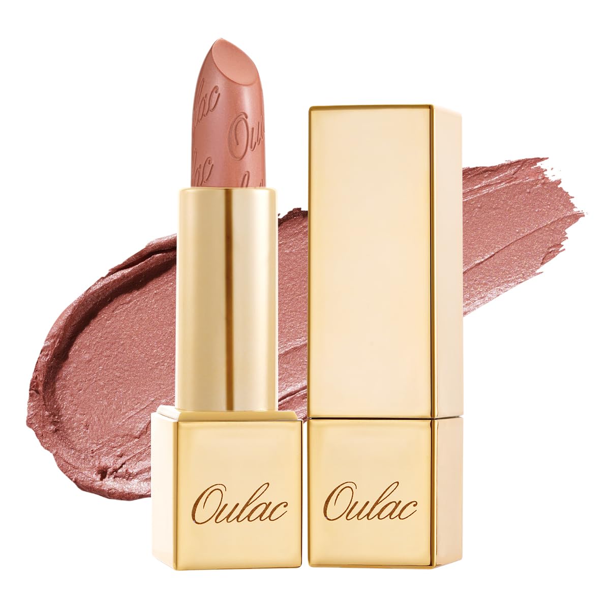 Oulac Nude Lipstick for Women with Metallic 3D Shine Lightweight Hydrating Formula, High Impact Lip Color, Vegan Beauty, Full Coverage Lip Makeup, Pure Envy(07)