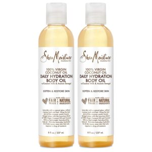 sheamoisture body skin care, daily hydration body oil with virgin coconut oil & shea butter, soften & restore radiant healthy glow to dull skin, paraben free