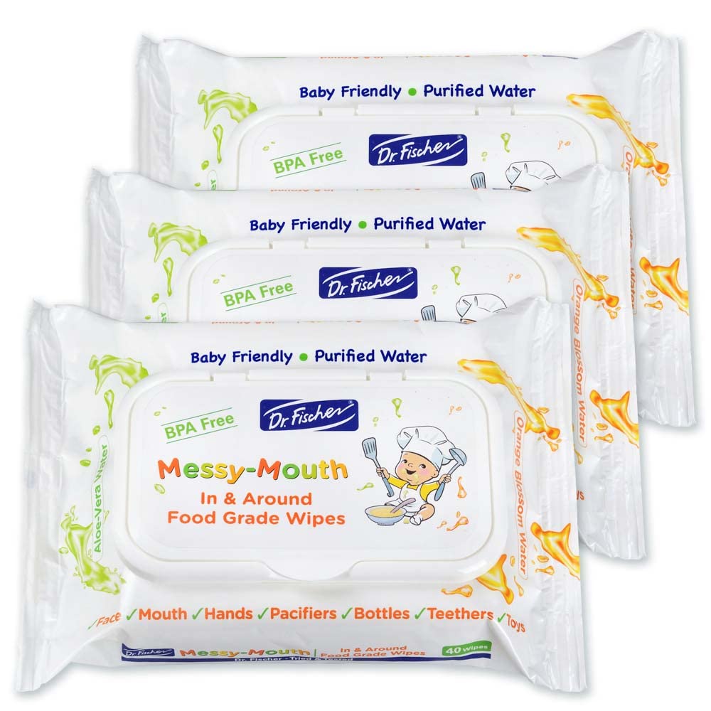 Messy-Mouth Pacifier and Bottle Wipes, Food Grade Teether Wipes for Sensitive Delicate Baby Skin