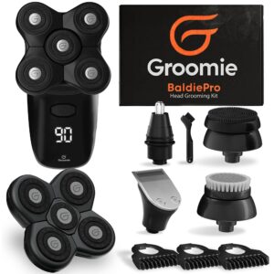 groomie baldiepro blade refill - cordless head shavers for bald men - electric razor replacement blades for bald head and face - comfort head shaver - bald head care for men - waterproof for wet and