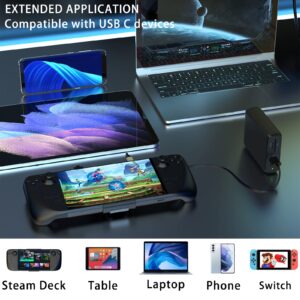 USB C Power Docking Station Compatible with Steam Deck,7 in 1 Hub Universal Multiport Adapter with 65W Charger,4k*30HZ/1080P*60HZ HDMI, Dual USB 3.0, TF SD Reader, for Laptop, Tablet, Switch, Phone