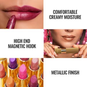 Oulac Dark Brown Lipstick for Women with Metallic 3D Shine Lightweight Hydrating Formula, High Impact Lip Color, Vegan Beauty, Full Coverage Lip Makeup, Hawaii Summer(08)