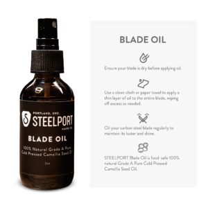 STEELPORT Carbon Steel Chef Knife Care Kit | Camellia Blade Oil & Handle Wax | Protect and Maintain the Luster of Carbon Steel Blades and Wood Handles | Food Safe for Culinary Kitchen Knives