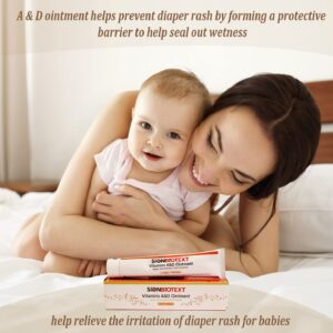 A and D Ointment by Sion Biotext Baby Diaper Rash Vitamin A + D Cream for Dry Skin, Cuts, Burns Soothing Baby Care Medical Moisturizer + First Aid. (1 Tube 4oz)