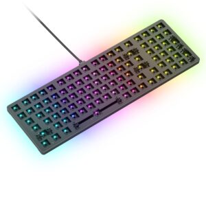 glorious gmmk 2 gaming keyboard base - full size barebones kit- hot swappable black mechanical keyboard - modular, wired, rgb backlit,- pc setup accessories - 96%, black