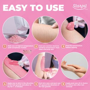 Starpil Wax 1000g / 2.2 lb Pink Hard Wax Beans for Painless Hair Removal, Stripless Wax Beads , Polymer Blend Low Temperature Wax for Face, Bikini, Brazilian, Legs, Underarm, Back and Chest.