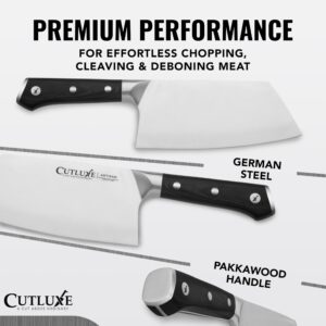 Cutluxe Meat Cleaver Knife - 7" Heavy Cleaver Butcher Knife, Razor Sharp German Steel Blade, Full Tang, Ergonomic Handle Design – Artisan Series