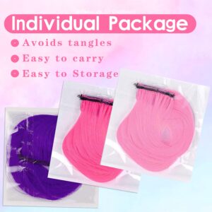 GPOVVIMX 22 PCS Colored Hair Extensions Clip in, Curly Wavy Colorful Extension for Kids Girls - Party Highlights Synthetic Hairpiece 17 inch