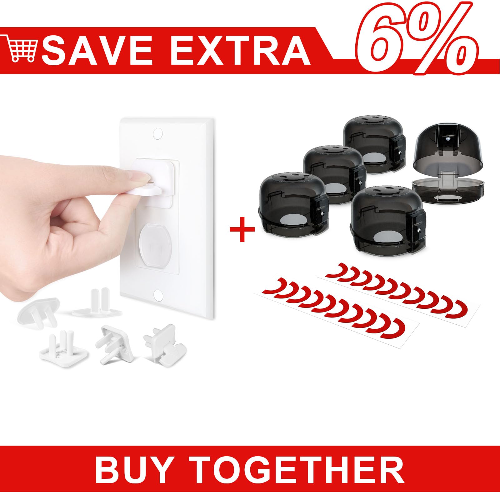 Baby Proofing Pack Kit - 38 Pcs Outlet Covers and 5 Pack Stove Knob Covers for Child Safety