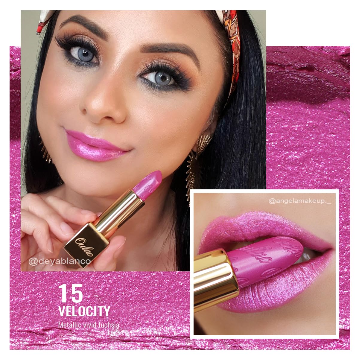 Oulac Pink Lipstick for Women with Metallic 3D Shine Lightweight Hydrating Formula, High Impact Lip Color, Full Coverage Lip Makeup, Velocity(15)