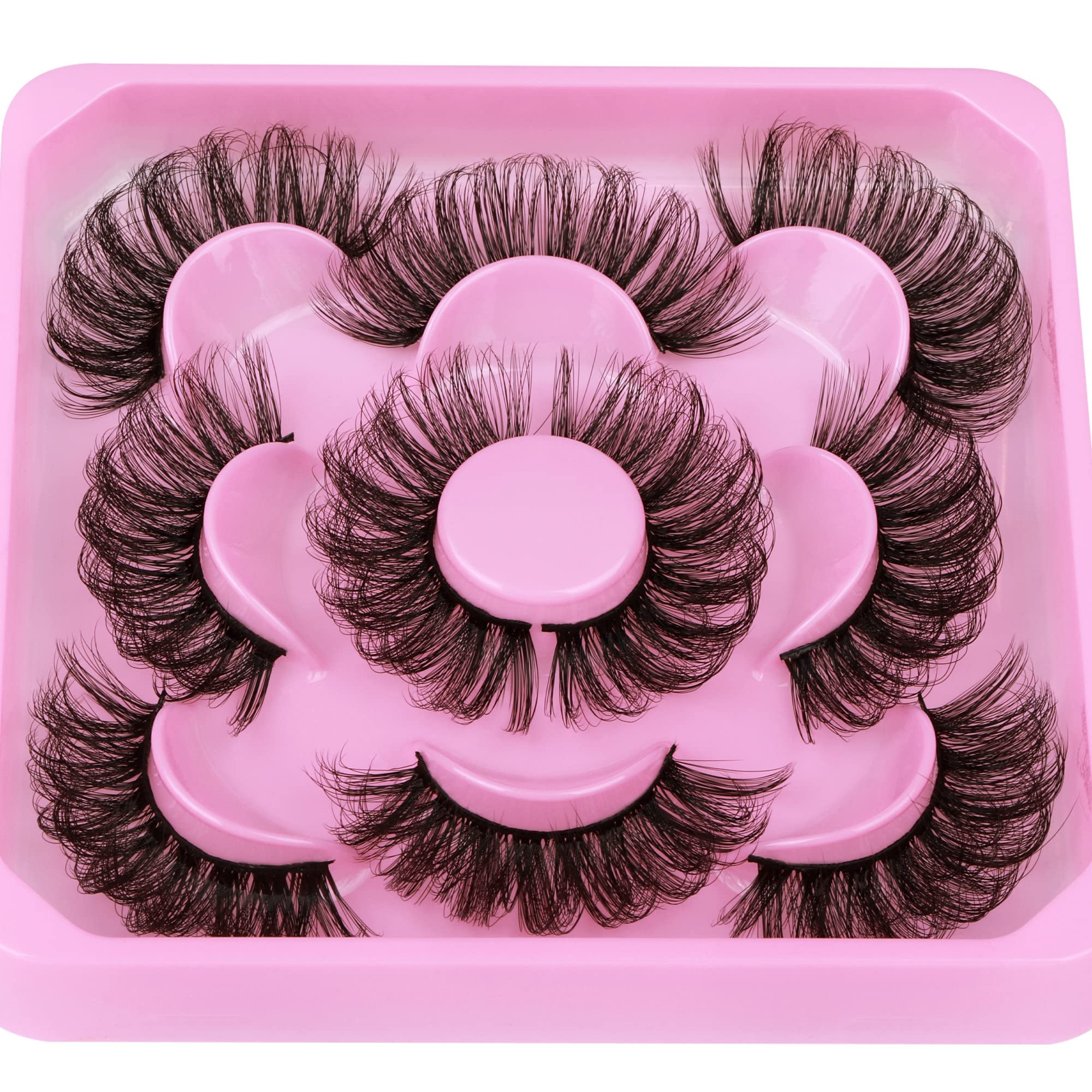 Focipeysa Lashes Mink Fluffy Wispy False Eyelashes 20mm Dramatic Faux Mink Eyelashes D Curl Long Fake Lashes Pack Look Like Extension