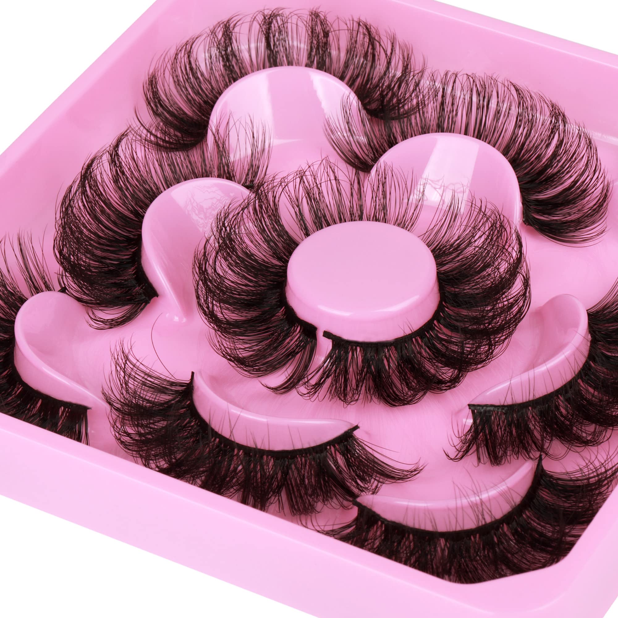 Focipeysa Lashes Mink Fluffy Wispy False Eyelashes 20mm Dramatic Faux Mink Eyelashes D Curl Long Fake Lashes Pack Look Like Extension