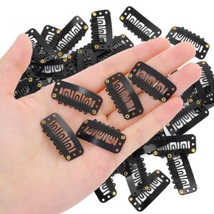 Yolev 50PCS Metal Silicon Snap Clips for Wigs, Hair Extensions and Women's Hairpieces - 6-Teeth U-Shape (Black)