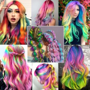 GPOVVIMX 22 PCS Colored Hair Extensions Clip in, Curly Wavy Colorful Extension for Kids Girls - Party Highlights Synthetic Hairpiece 17 inch