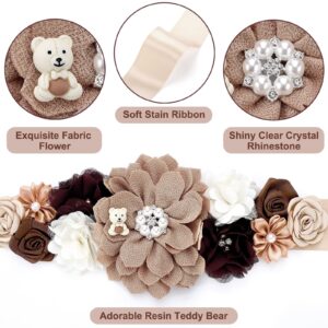 5 Pcs Maternity Sash Kit Mom to Be Daddy to Be Corsage Pins Flower Crown Belly Belt Pregnancy Sash for Bear Theme Baby Shower Decorations Pregnancy Parents Props Keepsake Gifts Party Favors (Brown)