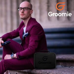 GROOMIE BaldiePro On The Go Travel Kit - Electric Head Shaver for Bald Men & Black Travel Case - 10,000 RPM Motor Hair Razor with Rotary Blades & Sleek Portable Hard Case Shaving Kit Travel Organizer