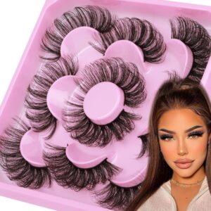 Focipeysa Lashes Mink Fluffy Wispy False Eyelashes 20mm Dramatic Faux Mink Eyelashes D Curl Long Fake Lashes Pack Look Like Extension