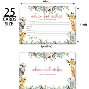 Yuansail Jungle Animals Advice And Wishes Cards For The Mom-To-Be, Baby Advice Cards For New Mom, Baby Shower Party Game,Decorations Party Supply，25 Cards(bb002-JYK 006)